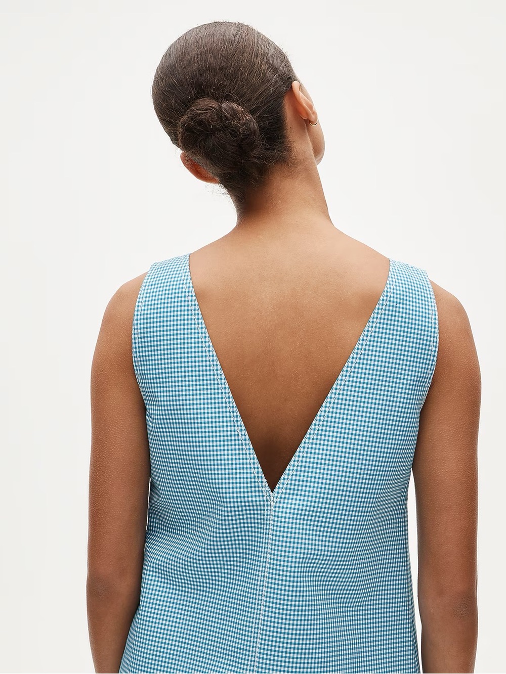 J. Crew Blue Sleeveless Gingham Mini Shift Dress - Picture 3 of 6